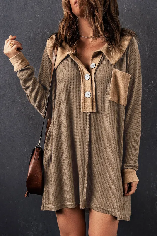 Threaded Pear Bianca Waffle Knit Long Sleeve Top made by Threaded Pear