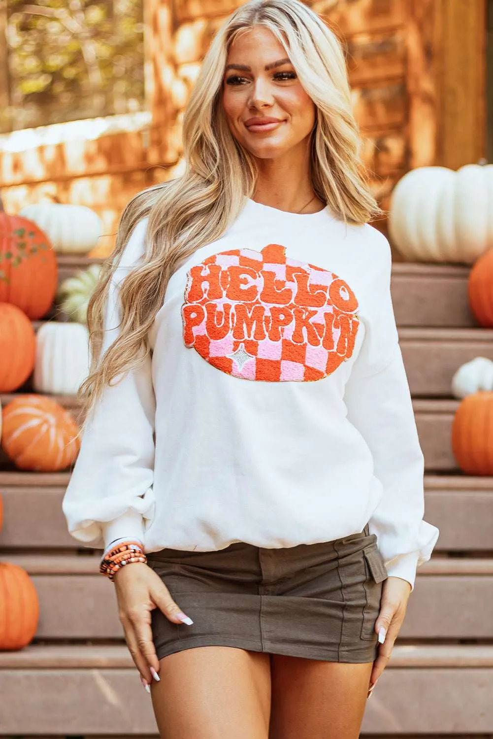 Threaded Pear Blair Halloween Pumpkin Patched Pullover Sweatshirt sold by Zulily
