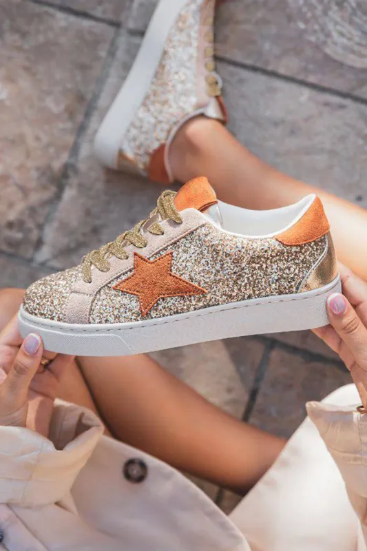 Threaded Pear Armani Sequined Lace Up Sneakers made by Threaded Pear