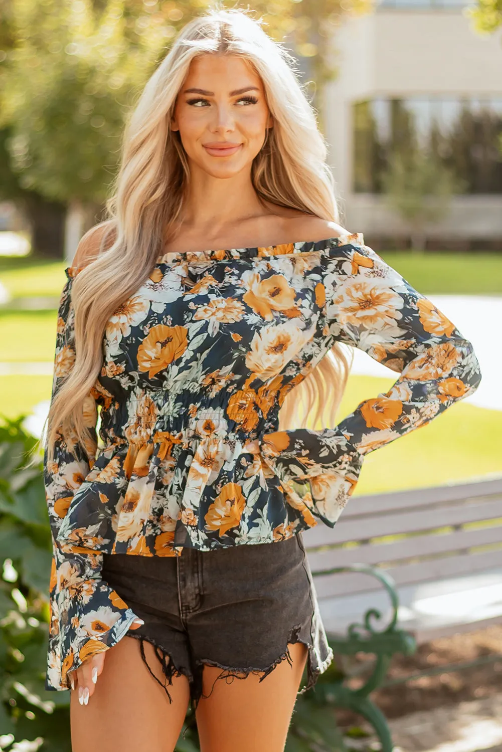 Threaded Pear Azalea Sleeve Smocked Peplum Top sold by Zulily