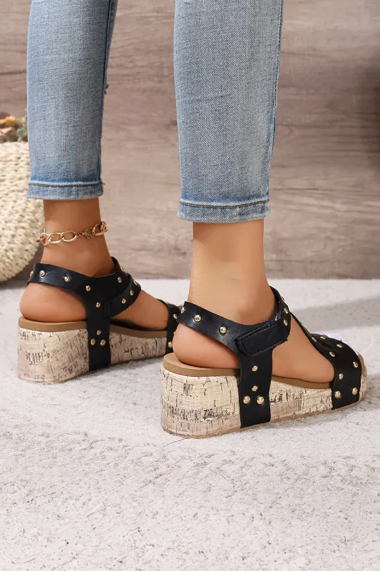 Threaded Pear Arleth Out Leather Wedge Sandals made by Threaded Pear