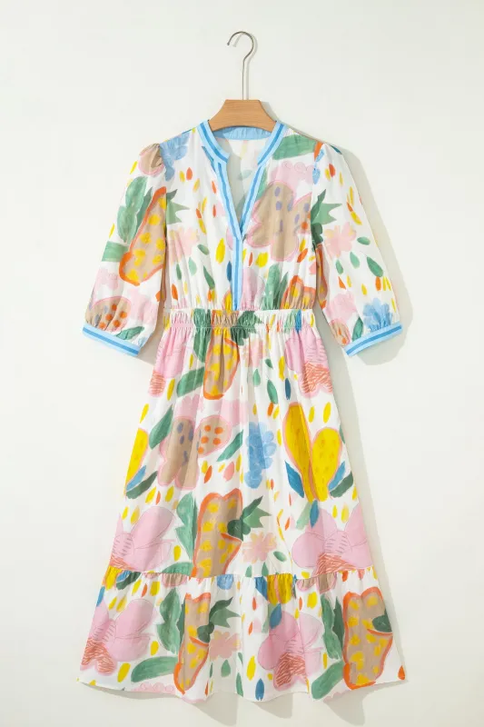 Threaded Pear Angel Striped Trim Midi Dress made by Threaded Pear