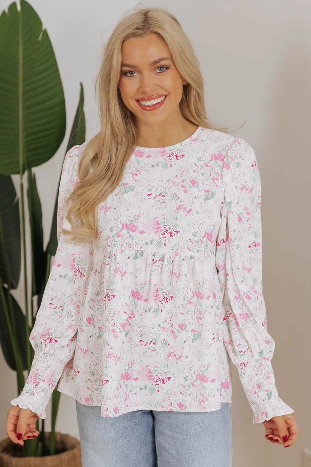 Threaded Pear Amari Shirred Balloon Sleeve Blouse sold by Zulily
