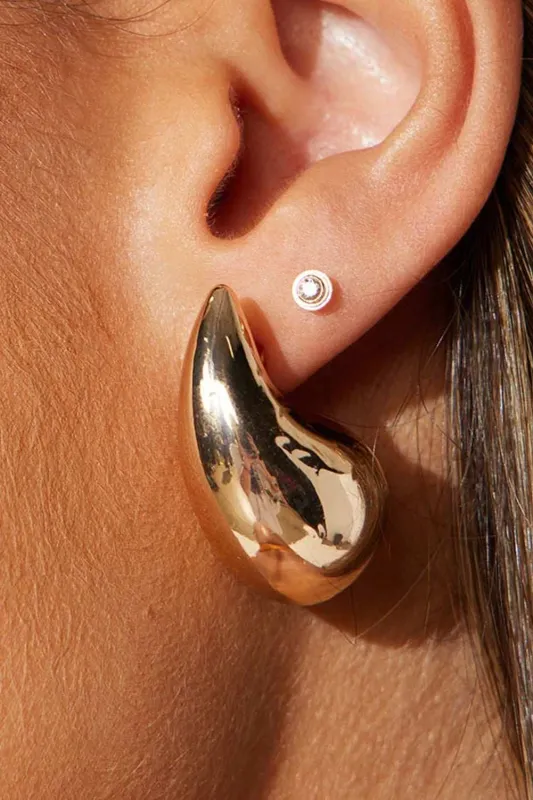 Threaded Pear Gold Teardrop Plated Alloy Stud Earrings made by Threaded Pear