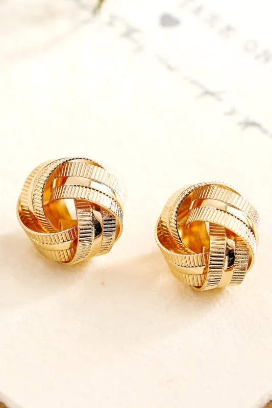 Threaded Pear Gold Textured Knot Stud Earrings made by Threaded Pear