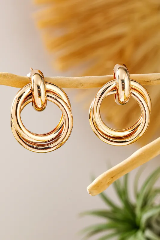 Threaded Pear Gold Circles Stud Earrings made by Threaded Pear