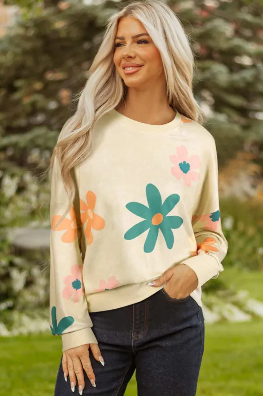 Threaded Pear Abigail Terry Flower Print Sweatshirt made by Threaded Pear