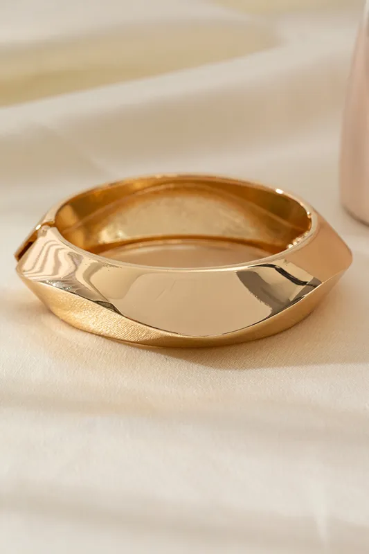 Threaded Pear Gold Asymmetric Plated Alloy Bangle Bracelet made by Threaded Pear