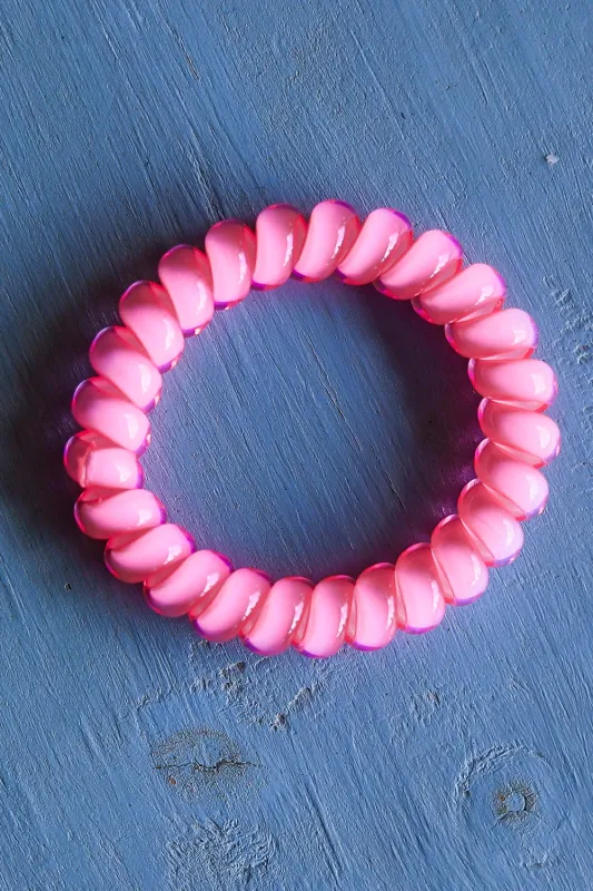 Threaded Pear 3 PCS Pink Phone Cord Hair Scrunchies made by Threaded Pear