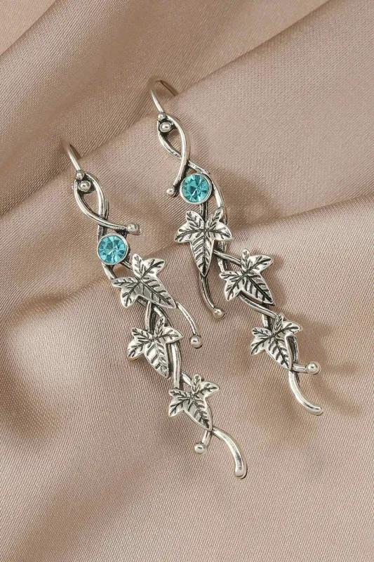 Threaded Pear August Leaf Gemstone Dangle Earrings made by Threaded Pear