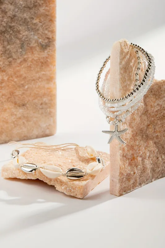 Threaded Pear Ariya Seashell Beaded Bracelet Set made by Threaded Pear