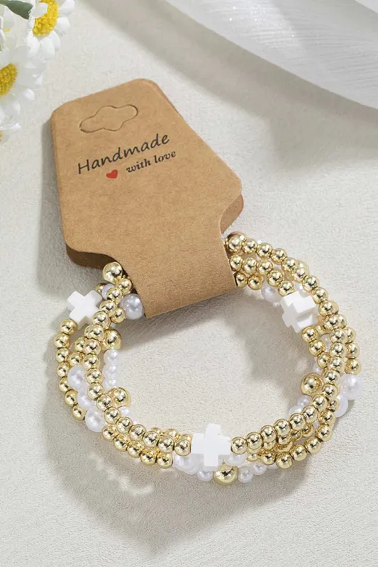 Threaded Pear Arely Beaded Elastic Layered Bracelet made by Threaded Pear