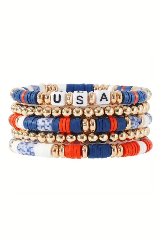 Threaded Pear 5pcs USA Beaded Bracelet Set made by Threaded Pear