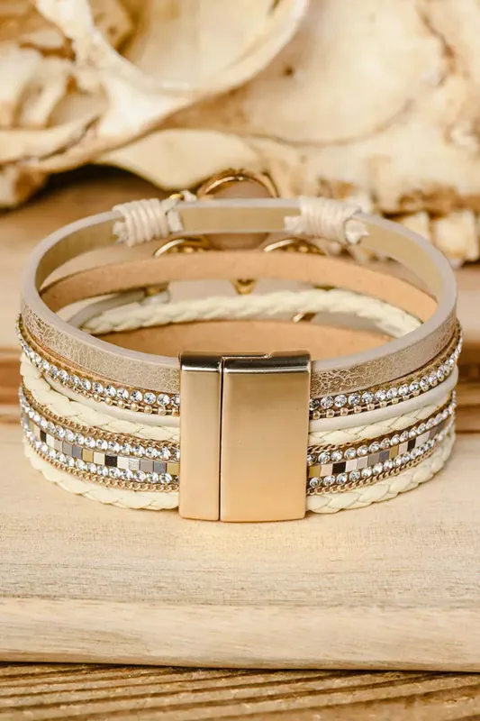 Threaded Pear Bohemian Heart Rhinestone Magnetic Buckle Bracelet made by Threaded Pear