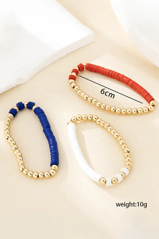 Threaded Pear Flag Theme Beaded Triple Layer Bracelets made by Threaded Pear