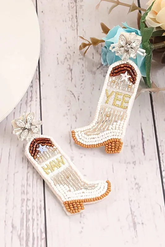 Threaded Pear Cowboy Boots Bead Dangle Earrings made by Threaded Pear