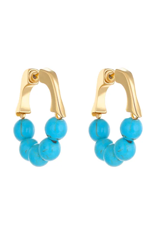 Threaded Pear Gold Turquoise Bead Plated Alloy Hook Earrings made by Threaded Pear