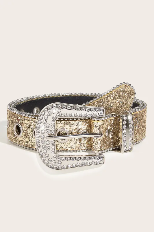 Threaded Pear Gold Rhinestone Buckle Belt made by Threaded Pear