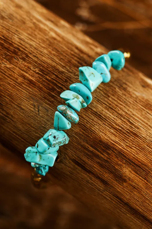 Threaded Pear Gold Turquoise Beading Adjustable Bracelet made by Threaded Pear