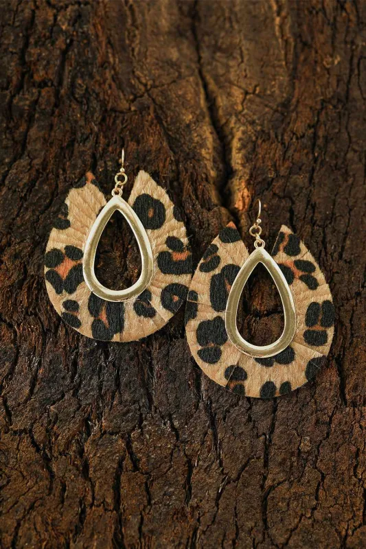 Threaded Pear Leopard Print Hollow Out Drop Earrings made by Threaded Pear