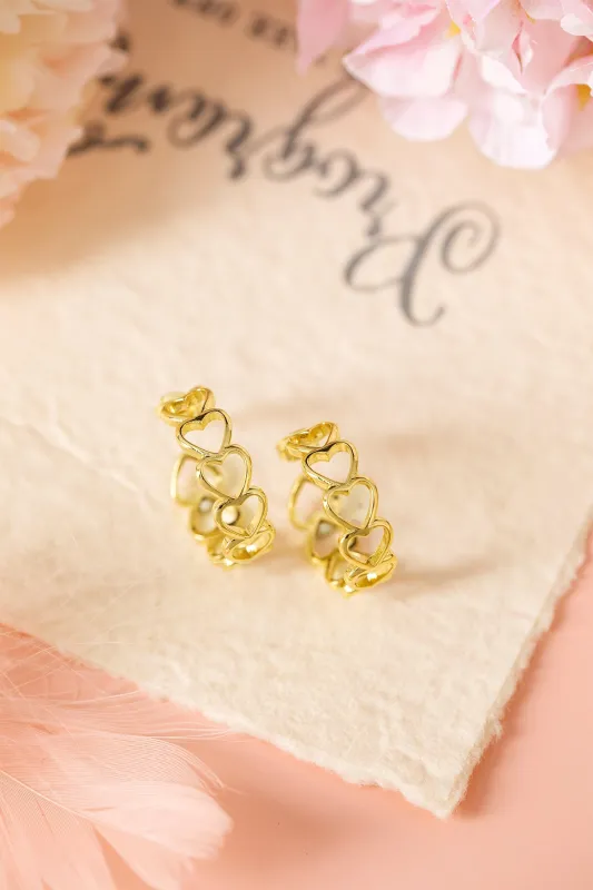 Threaded Pear Lavender Link Hoop Stud Earrings made by Threaded Pear