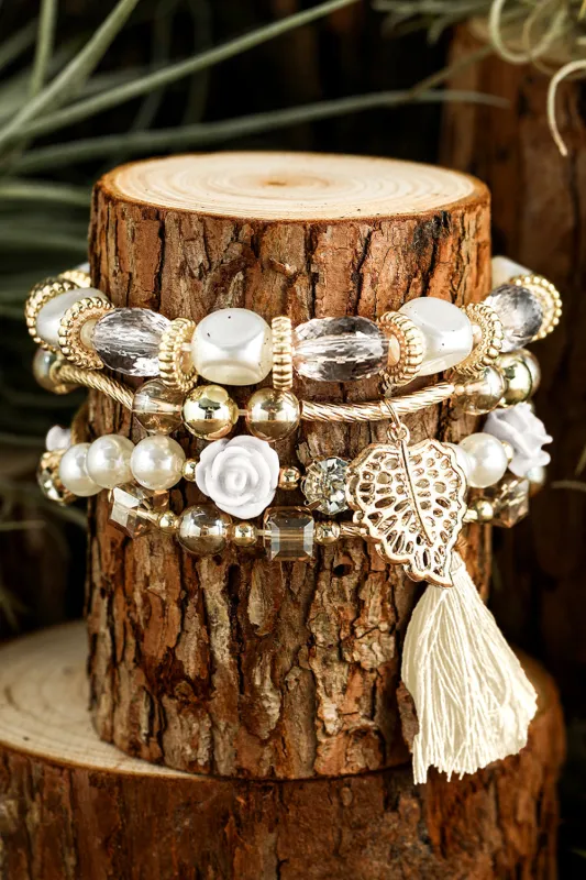 Threaded Pear Mariana Beaded Fringed Layered Bracelet made by Threaded Pear