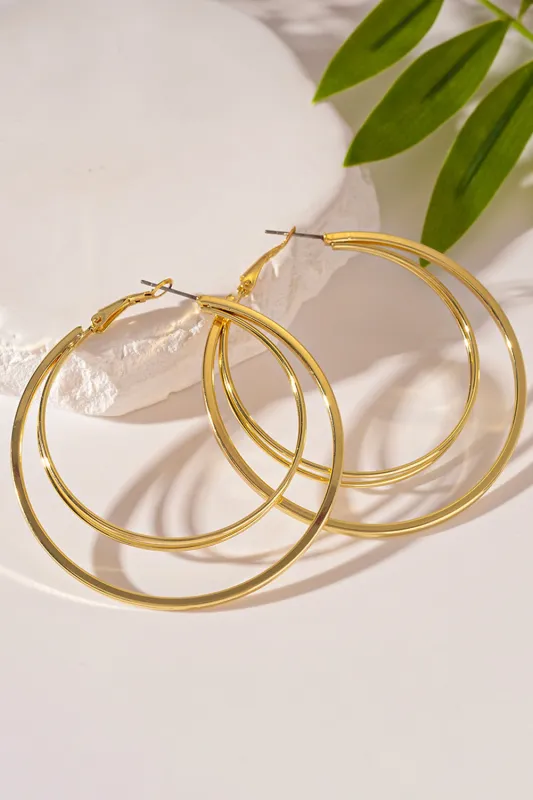 Threaded Pear Marigold Plated Double Hoop Earrings made by Threaded Pear