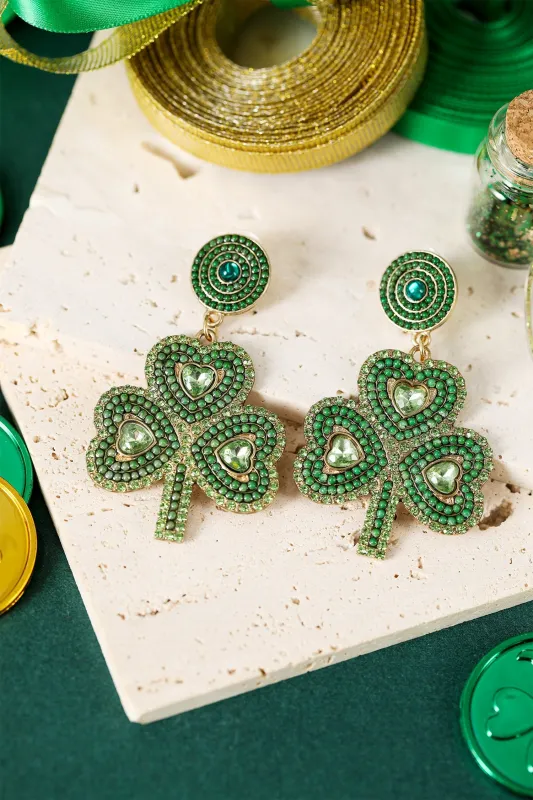 Threaded Pear Remington Retro Beaded Clover Earrings made by Threaded Pear