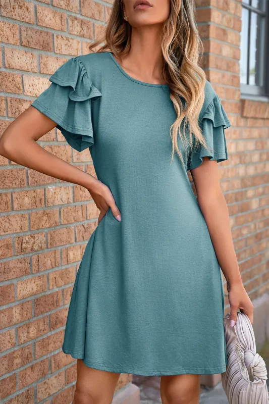 Threaded Pear Zaniyah Ruffle Short Sleeve Dress made by Threaded Pear