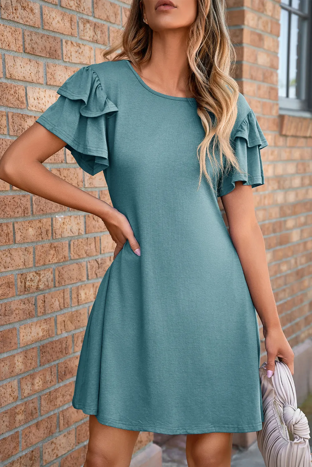 Threaded Pear Zaniyah Ruffle Short Sleeve Dress sold by Zulily