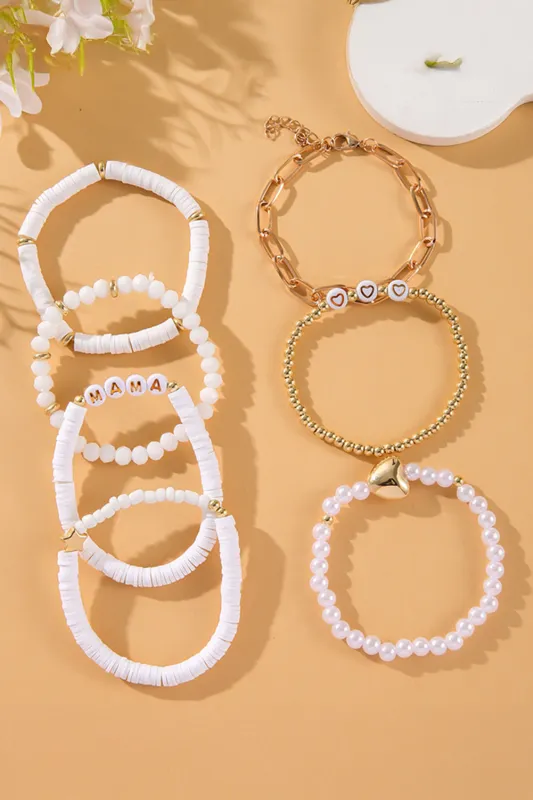 Threaded Pear White MAMA Heart Pearl Layer Bracelet made by Threaded Pear