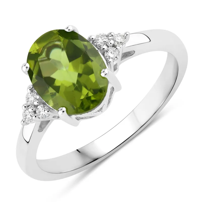 Fine Color Jewels 1.79 Ct Genuine Peridot and Lab Grown Diamond Silver Ring made by Zulily