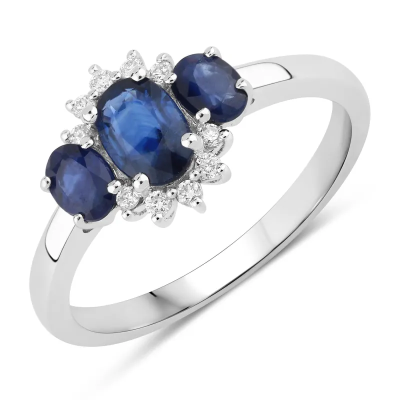 Fine Color Jewels 1.09 Ct Genuine Blue Sapphire and Lab Grown Diamond Silver Ring made by Zulily