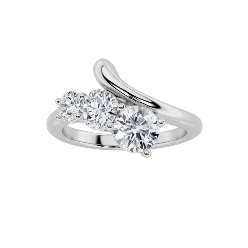 1.5Cttw Round Shaped Lab Grown Diamond (F/VS) Three Stone Engagement Ring 14K Gold made by Zulily