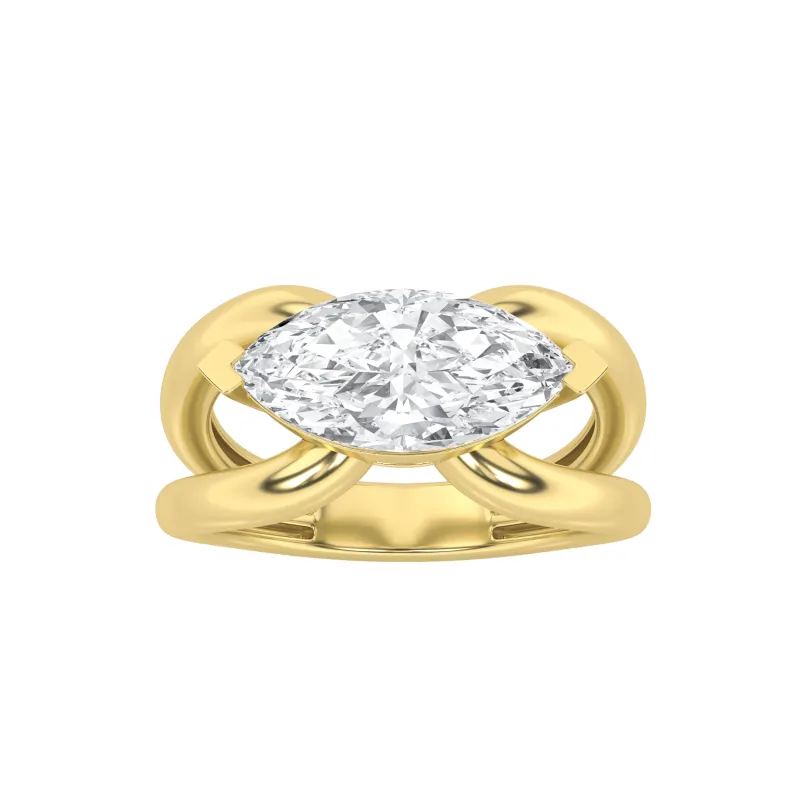 2Cttw Marquise Shaped Lab Grown Diamond (G/VS) East West Solitaire Engagement Ring 14K Gold made by Zulily
