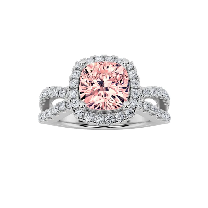 2Cttw Cushion Shaped Pink Lab Grown Diamond (F/VS) Engagement Ring 14K Gold made by Zulily