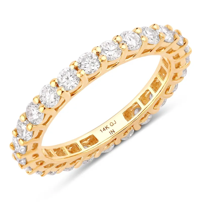 1.50ct Round Lab Grown Diamond Prong 14K Yellow Gold Eternity Band Ring made by Zulily