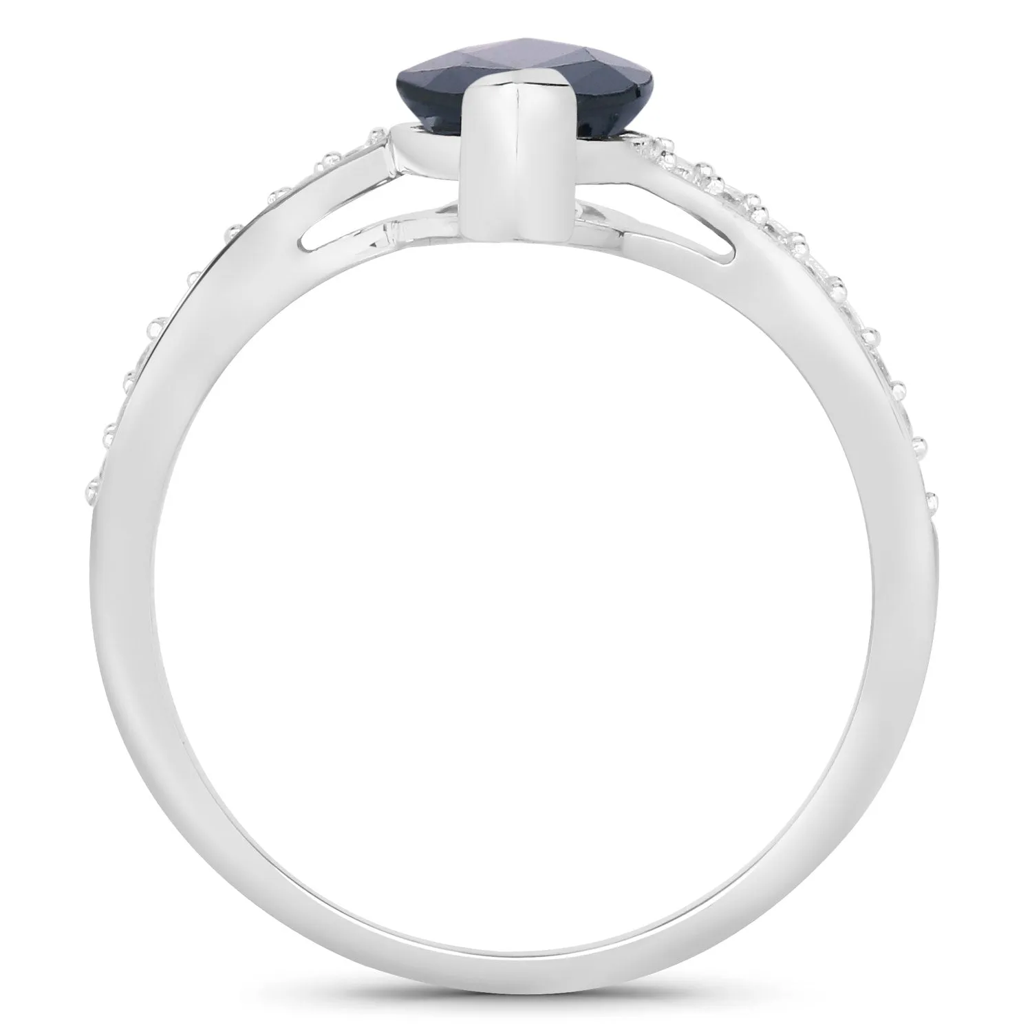 2.26ct Marquise Blue Sapphire and White Diamond Prong 14K White Gold Bypass Engagement Ring sold by Zulily product image thumbnail 2