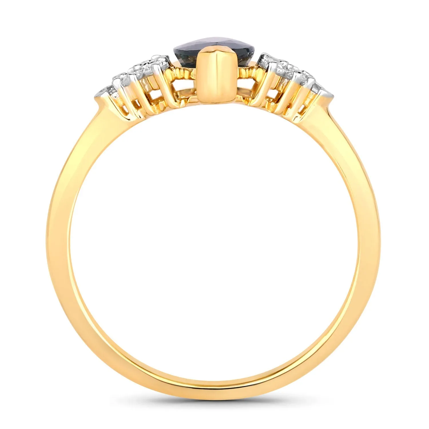 1.47ct Marquise Blue Sapphire and White Diamond Prong 14K Yellow Gold Cocktail Ring sold by Zulily product image thumbnail 2