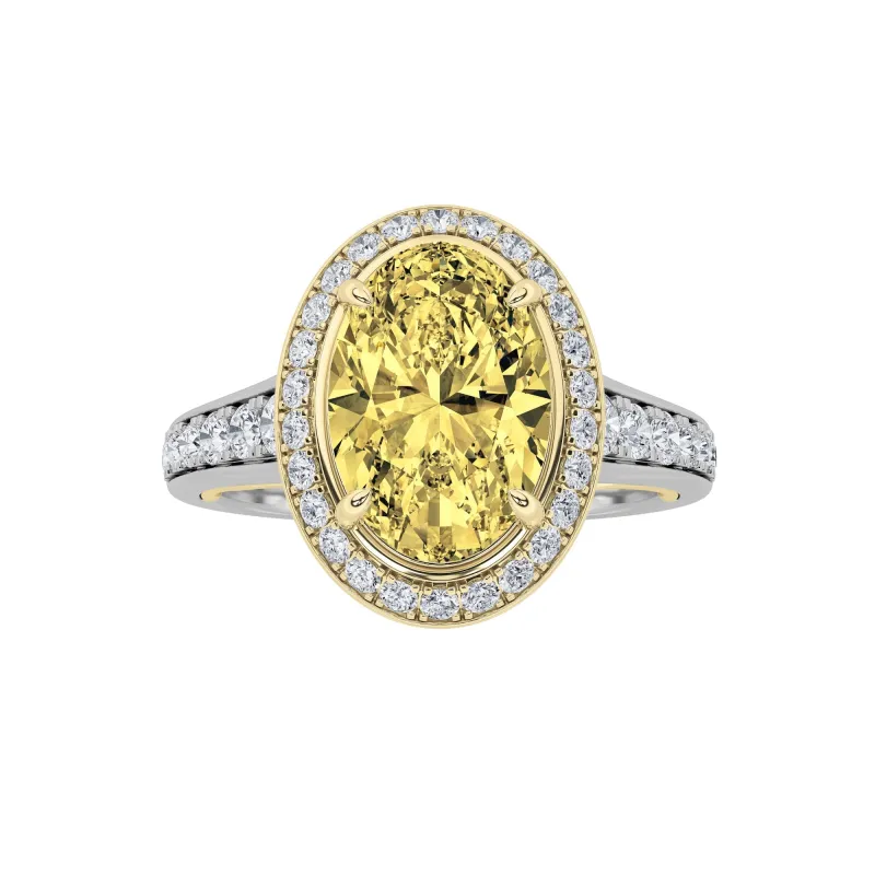 3.5Cttw Oval Shaped Yellow Lab Grown Diamond (F/VS) Bold Accented Statement Halo Engagement Ring 14K Gold made by Zulily