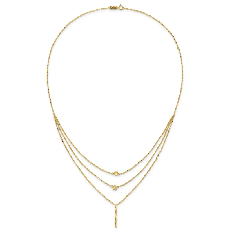 Diamond-Cut Star 14K Gold Three Strand Beaded Layered Necklace made by Zulily