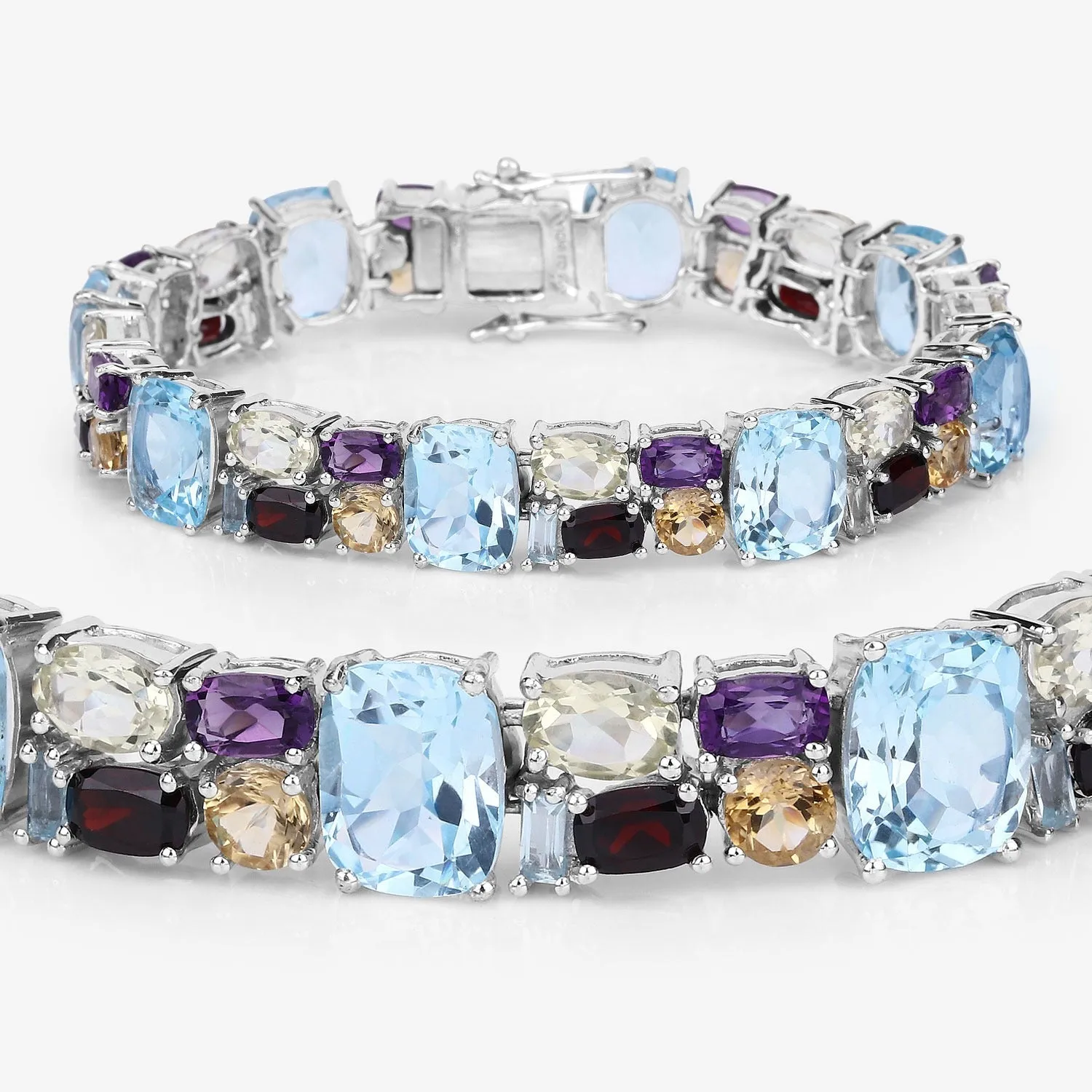 51.36 Cttw Multi-Color Gemstone Prong 925 Sterling Silver Link Bracelet sold by Zulily product image thumbnail 5
