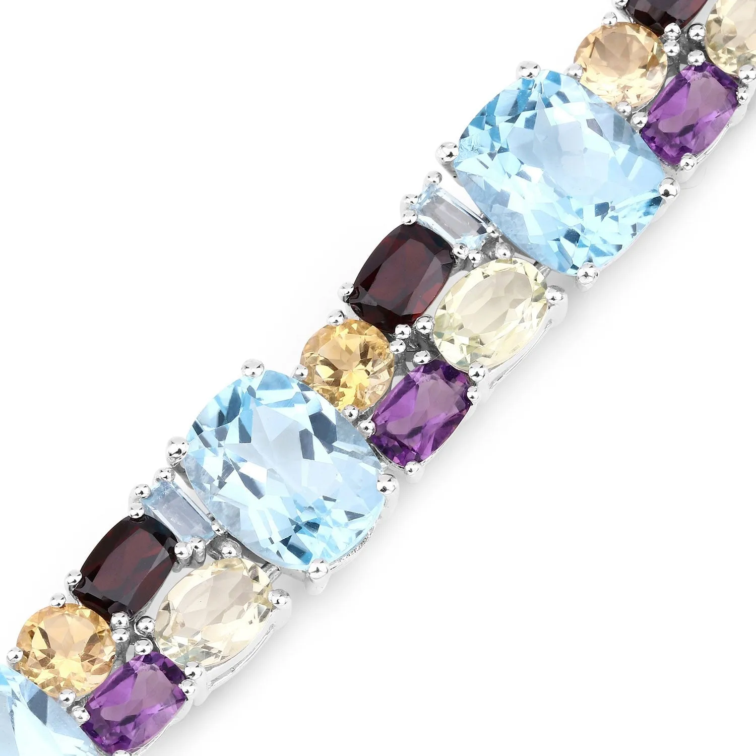 51.36 Cttw Multi-Color Gemstone Prong 925 Sterling Silver Link Bracelet sold by Zulily product image thumbnail 4