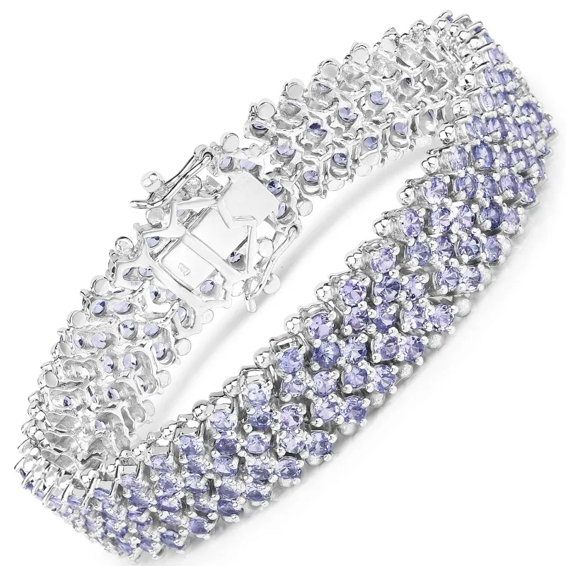 14.70 Cttw Round Violet Tanzanite Prong Sterling Silver Multi-Row Tennis Bracelet made by Zulily