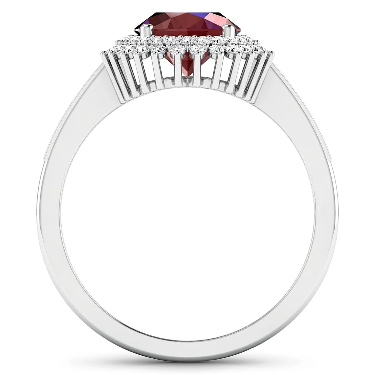 2.30 Ct Oval Pink Ruby & White Diamond Prong 14K White Gold Halo Cocktail Ring sold by Zulily product image thumbnail 5