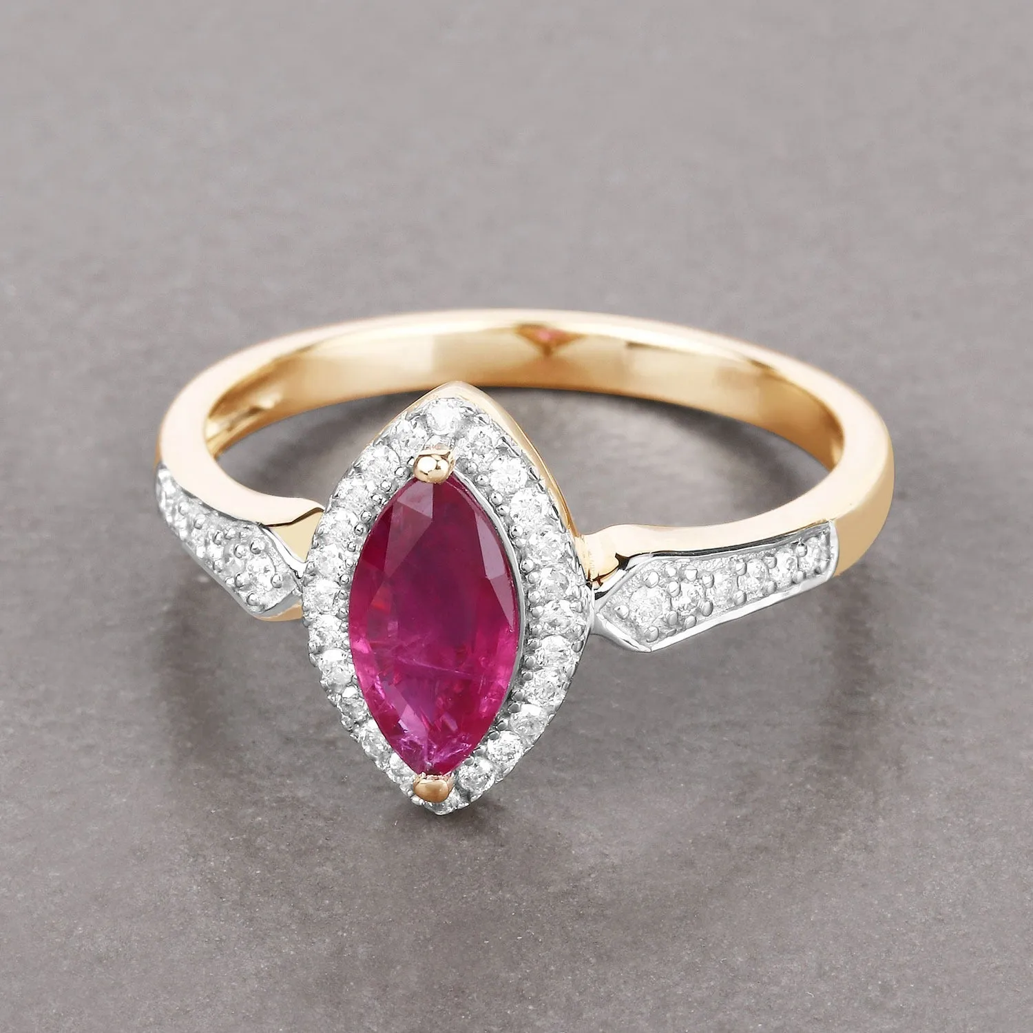 0.79 Ct Marquise Pink Ruby & White Diamond Prong 14K Yellow Gold Halo Ring sold by Zulily product image thumbnail 4