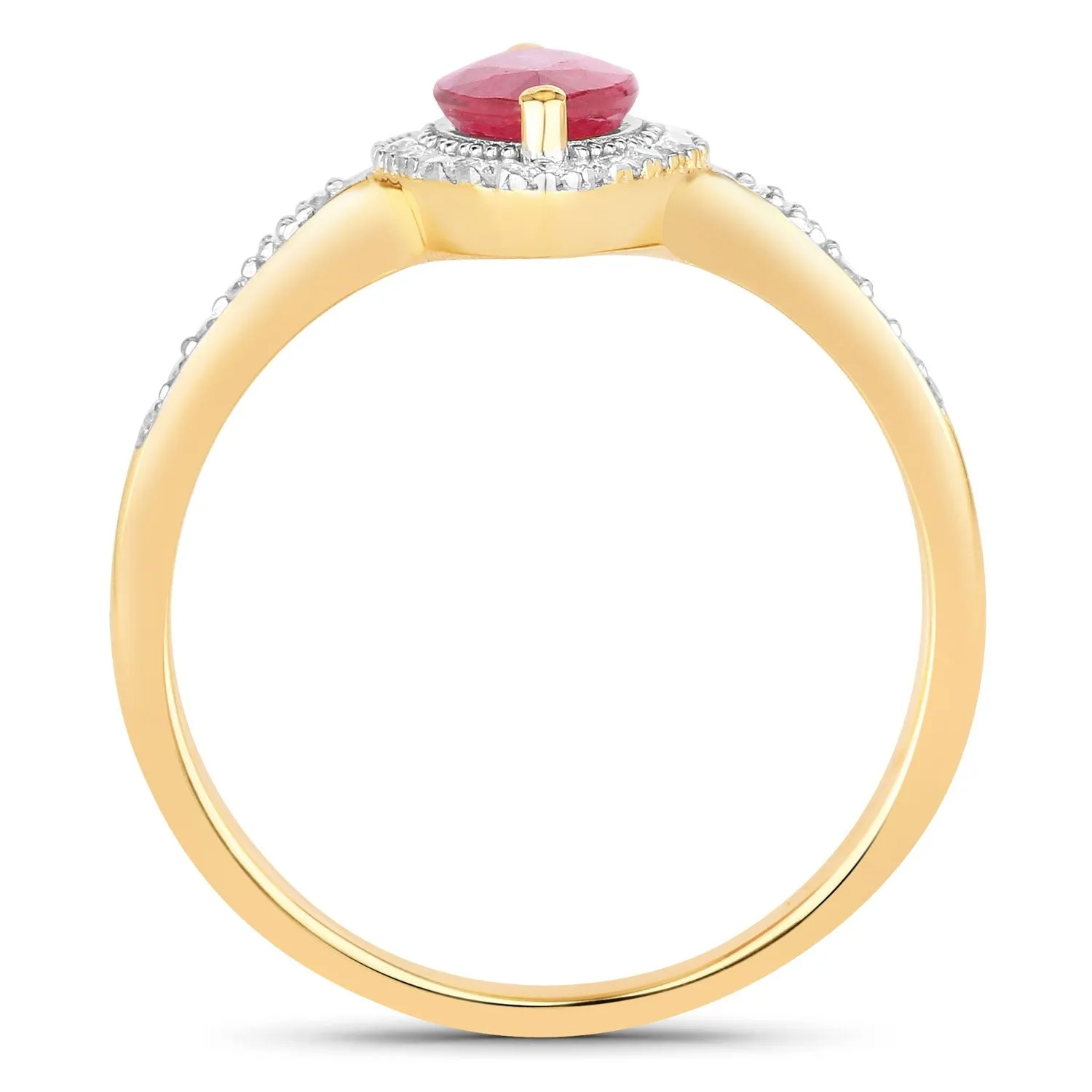 0.79 Ct Marquise Pink Ruby & White Diamond Prong 14K Yellow Gold Halo Ring sold by Zulily product image thumbnail 5