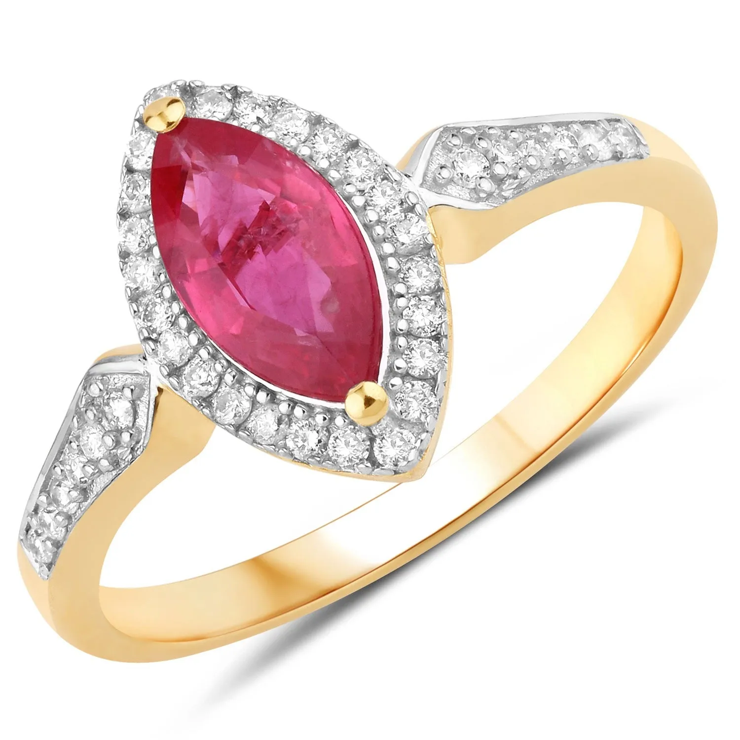 0.79 Ct Marquise Pink Ruby & White Diamond Prong 14K Yellow Gold Halo Ring sold by Zulily product image thumbnail 2