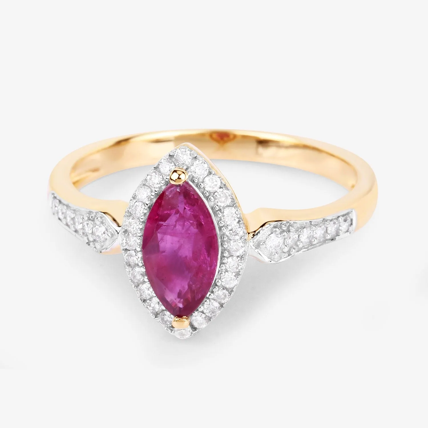 0.79 Ct Marquise Pink Ruby & White Diamond Prong 14K Yellow Gold Halo Ring sold by Zulily product image thumbnail 3