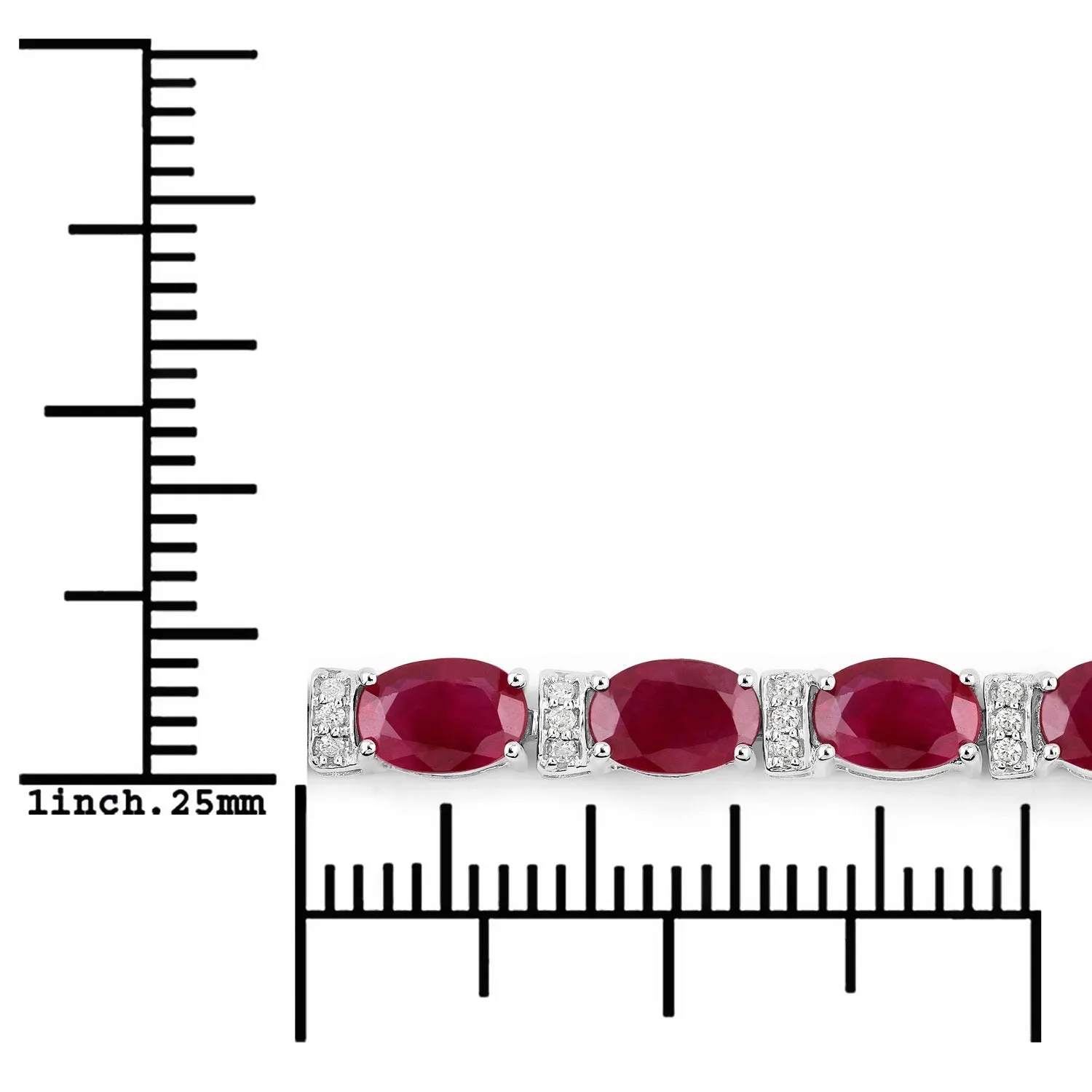 11.44 Ct Oval Pink Ruby & Diamond Prong 14K White Gold Alternating Bar Accent Box Clasp Tennis Bracelet sold by Zulily product image thumbnail 2